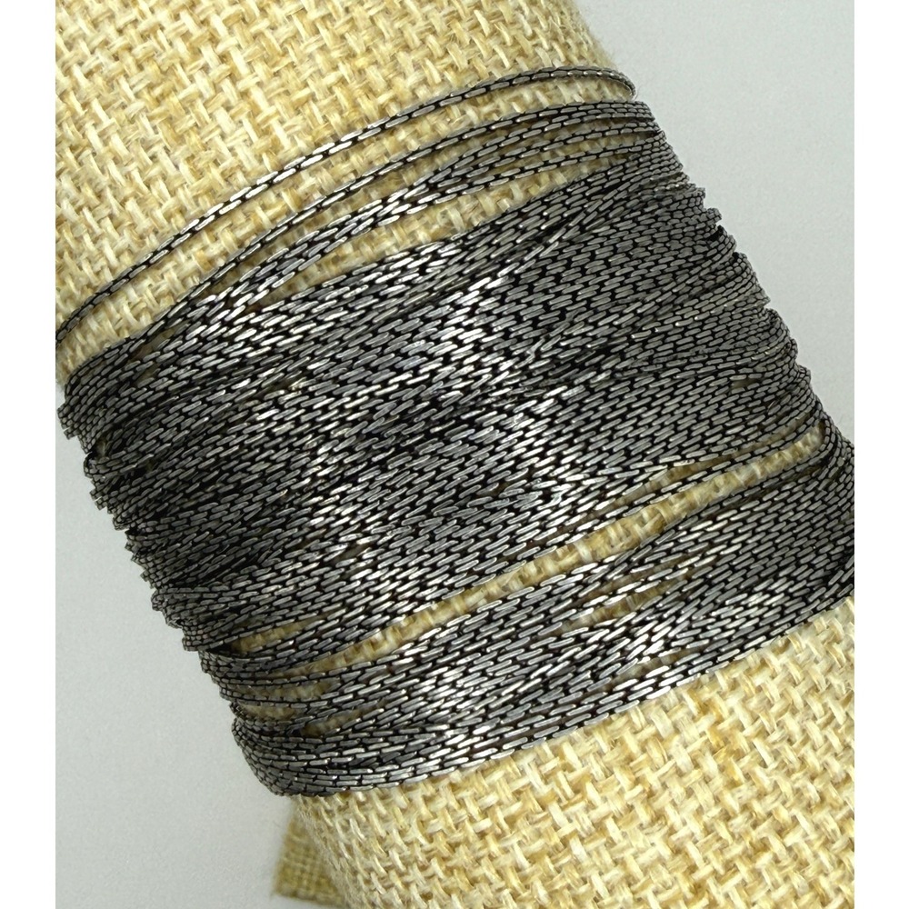 VCLM Silver Tone Multi-Strand Mesh Chain Bracelet Modern Industrial Minimalist